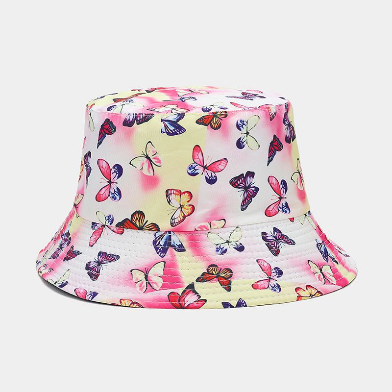 Sombrero de cubo de estampado de mariposa de tieño de poliéster de poliéster al por mayor